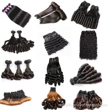 Double Drawn Funmi Curl Human Hair Bundles With Closure Top Quality Unprocessed Virgin Brazilian Human Hair Weft